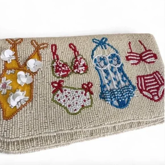 Bikini Swimsuit Beaded Shoulder Bag Handcrafted In India w Charm NWT - Picture 2 of 6